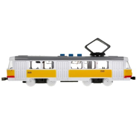Model "Tram", 21.5 cm, 3 buttons, light light, inertia, yellow color-3