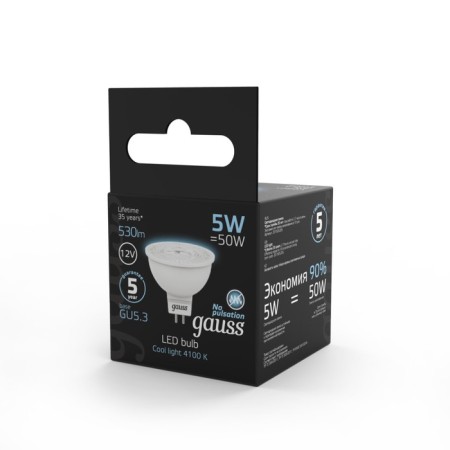 LED LED Black 5W MR16 4100K Neutr. Bel. GU5.3 530LM 12V Gauss 20155205-3