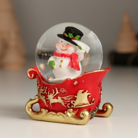 Souvenir Polystone Water Ball "New Year's train and sled" set of 4 pcs 24.7x4.5x6 cm-4