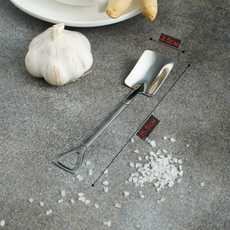A dessert spoon made of stainless steel Magistro “shovel”, length 15.5 cm, rectangular shape, silver color-2