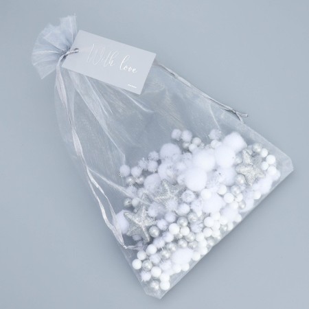 Bag Gift Organza Silver "For You", with a nameplate, 20 x 30 cm +/- 1.5 cm-3