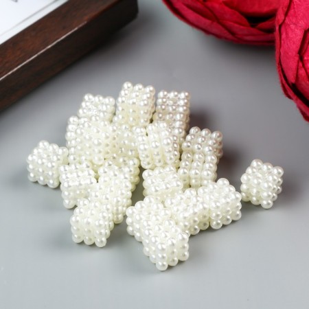 Beads for creativity plastic "lamb pearl cube" set of 25 pcs 1x1x1 cm