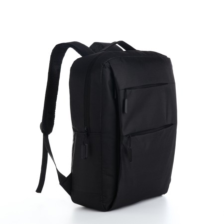 Male backpack on a zipper, 4 outer pockets, with USB, black color