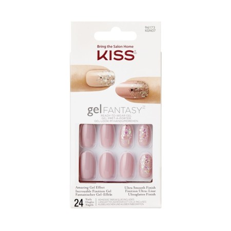 A set of overhead nails with glue kiss kgn07xc "pink dust", short length, 28 pcs