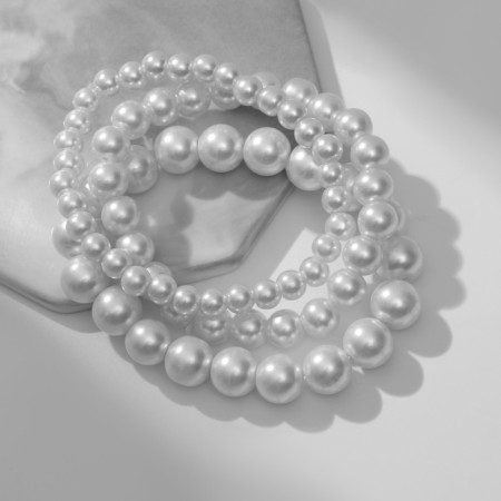 Bracelet 3 rows "Pearl" ball No. 4,5,6, white color, d = 7 cm-2