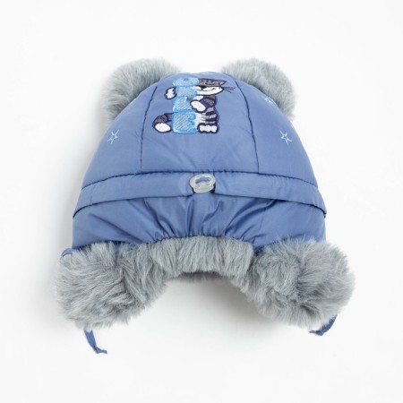 Hat for the boy "Tuck", the color is gray-blue, size 50-4