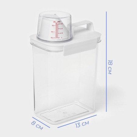 A container for washing powder and air conditioning, with a measured glass, 1800 ml-2