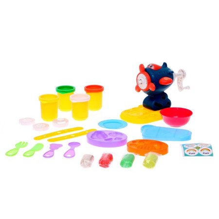 Set for playing with plasticine "Merry Airpower", 4 jars with plasticine, mix-11