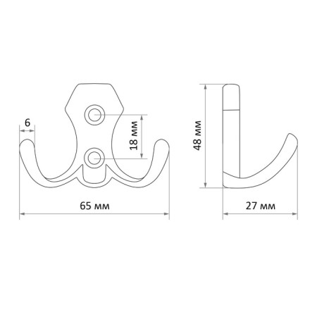 Hook furniture tundra TKD007, two -rod, gold, 4 pcs TMP-4