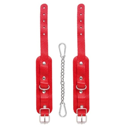 The fetters of mini Pecado BDSM, with rounded corners, genuine leather, red-4