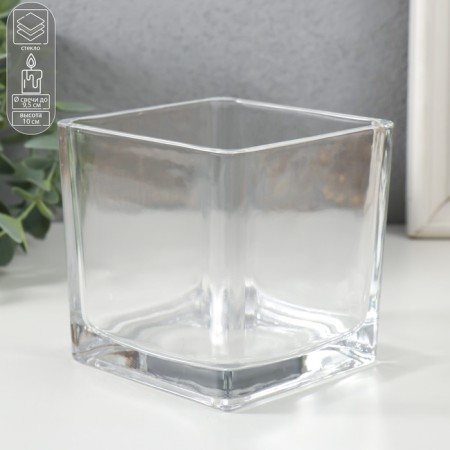 Glass of glass per 1 candle "Square" transparent 10x10x10 cm