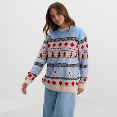 New Year. Knitted jumper KAFTAN Scandinavia size 46, blue-5