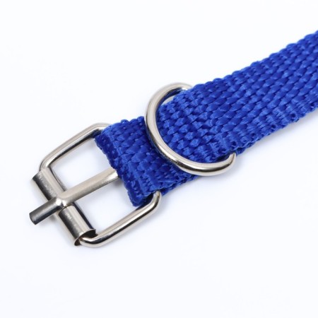 Collar "Comfort" Combined (polyester, artificial leather), 39 x 1.5 cm, Osh 26-33 cm, blue 6-3