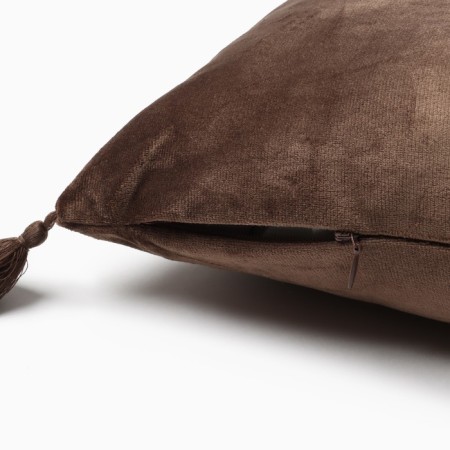 Decorative pillowcase with brushes Ethel Color Coffee, 45x45 cm, polyester, velor-2