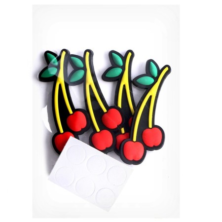 Decor silicone "Cherry" set 4 pcs., Size 1 pc. - 2 × 6 × 0.3 cm, glue pads-3