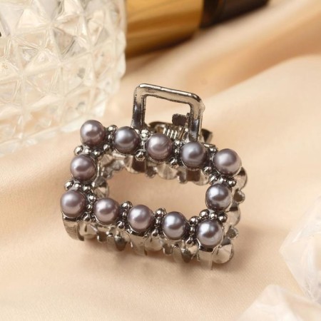 Hair crab "Ailin" straight, 2.5 cm, dark silver