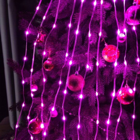 Smart garland "Horse tail" 10 threads 1 m dew, ip20, silver thread, 100 LED, remote control, application, glow RGB, USB-6