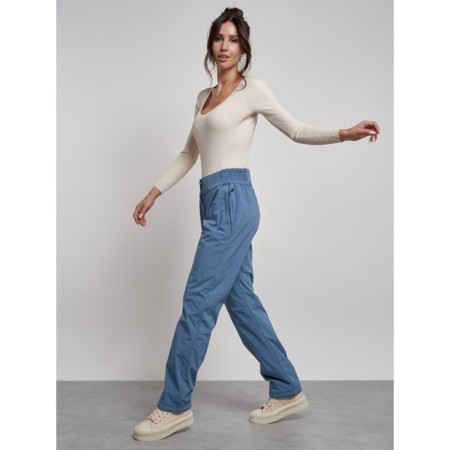 Warmed female trousers, size 48, blue color-15