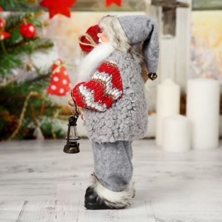 Santa Claus "in a knitted suit. With a flashlight" 30 cm-1