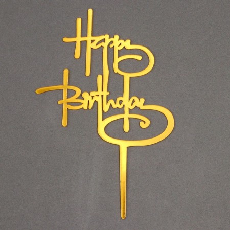 Topper "Happy Birthday", Color Gold