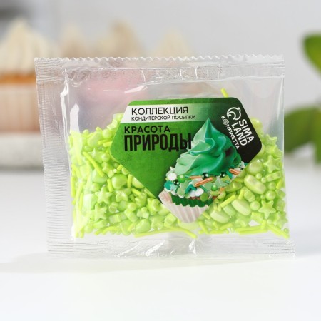 Sprinking confectionery figure "Stars": Green, 25 g.-1