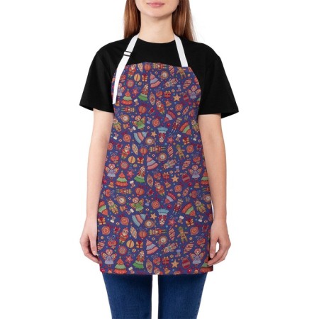 Apron kitchen with a photo print "Retro toys", adjustable, size OS