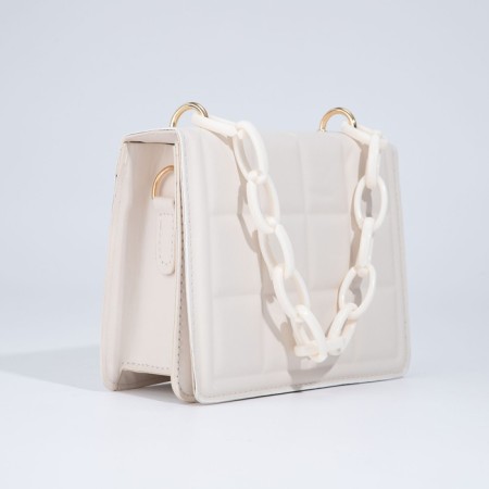 Bag women of artificial leather messenger with a chain, 14 × 20 cm, milk color-6