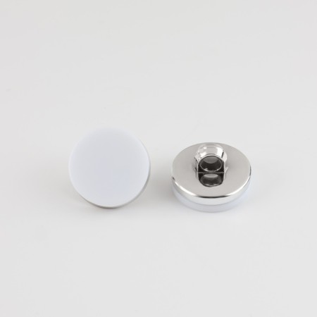A set of plastic buttons on the leg, d = 15 mm, 10 pcs, matte, white/silver color-1