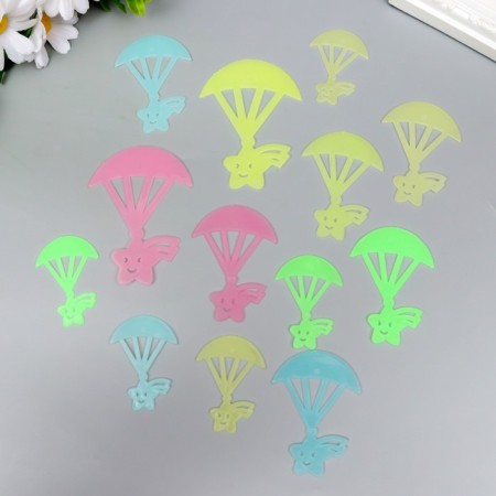 Stick phosphorus plastic "Star with parachute" set of 12 pcs MIX 17x12 cm