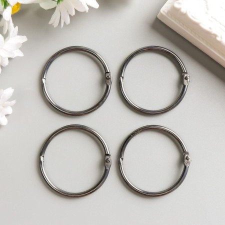 Rings for creativity (for photo albums) "black" int. D = 3.8 cm external. D = 4.5 cm set 4 pcs 258724-2