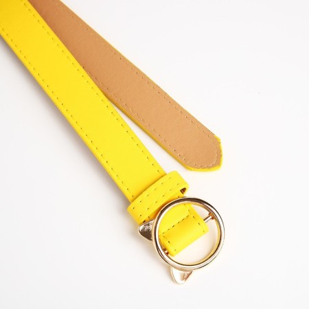 Building belt, width 2.5 cm, metal buckle, yellow color-1