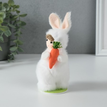 Interior doll "Baby in a bunny costume with carrots" 6x7x15 cm-1