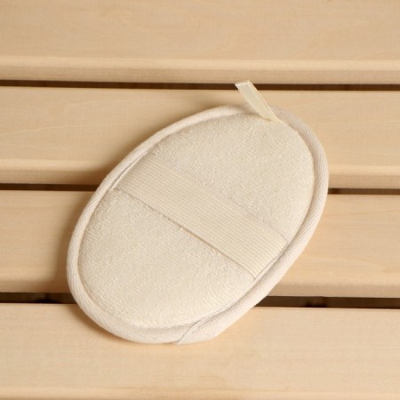 Lufa washcloth, oval sponge with cotton, 16x11 cm-1