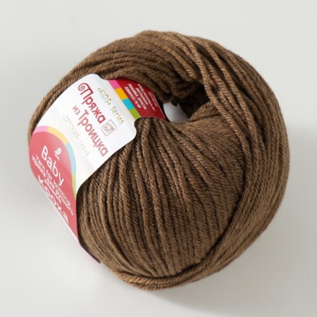 Yarn "Baby" 20% wool, 80% acrylic 135m/50g (165 dark beige)-1