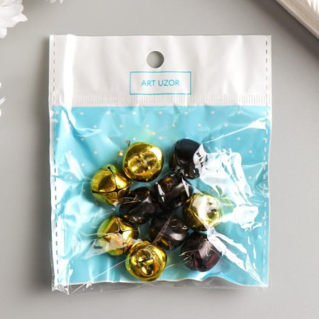 Set of decor for creativity "Bells gold and black" d = 1.8 cm set 10 pcs-6