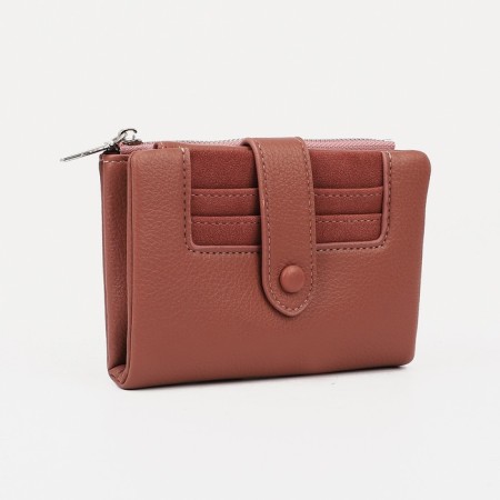 Women's wallet on the button, powder color