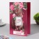 Birthday card!" cat, roses, raspberry background, a5