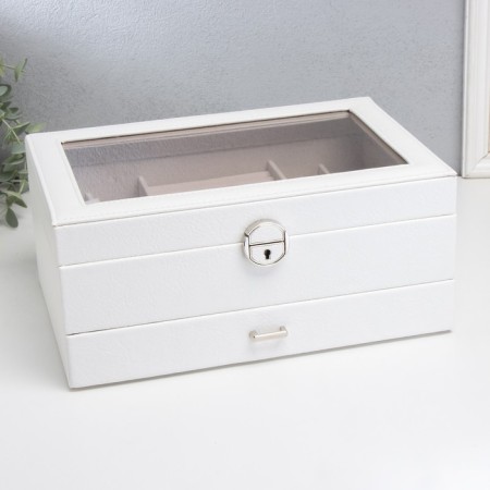 Casket to the leatherette for jewelry "Cabrine" white 30.5x20x13.5 cm