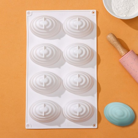 Form for mussa desserts and baking konfinetta "Jelly", silicone, 30 × 17.5 × 4 cm, 8 cells (7.4 × 5.3 × 4 cm), white color-3