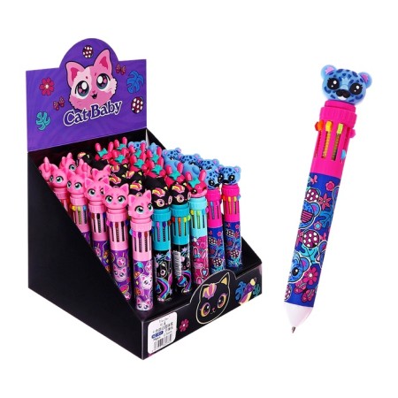 Automatic ballpoint handle, 10 color, barcode on a piece, mix cat
