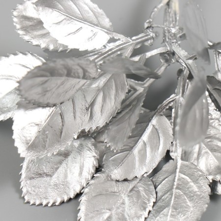 Artificial plant for creativity "Round leaves" 1 bouquet = 6 branches silver 13 cm-3