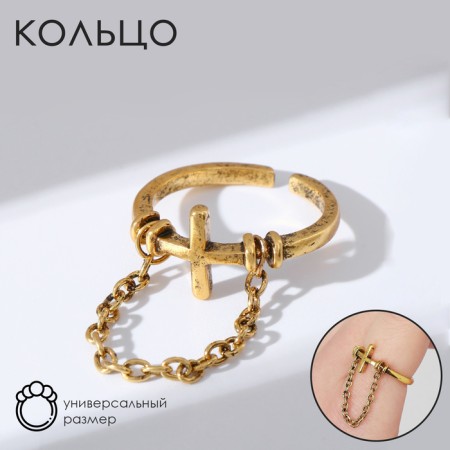 Ring "beads" with a chain, color black gold, dimensionless