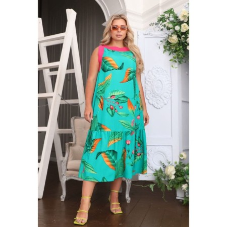 Sarafan female, size 52, turquoise color-2