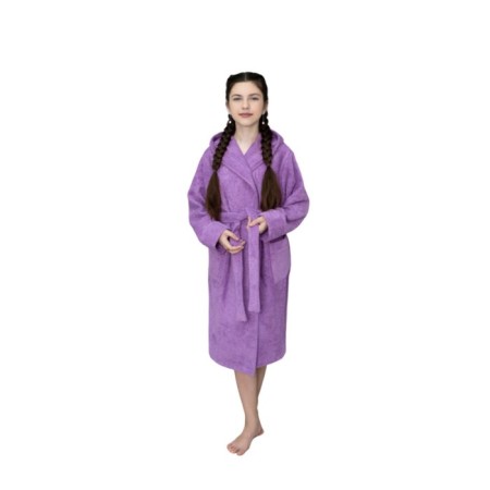 Children's robe with a hood, size 40, lilac color-3