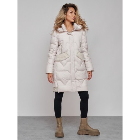 Coat insulated winter female, size 52, beige color-1