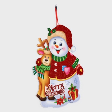 Decorative decoration (suspension) "Snowman and deer" 44x33.5 cm-2