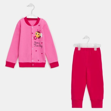 Set (blouse-tank) for a girl, pink color, height 80 cm
