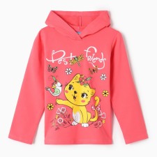 Sweatshirt for girls, coral color, height 92 cm