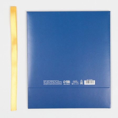 Happy New Year folding box, embossing, blue, 20 x 18 x 5 cm, new year-5