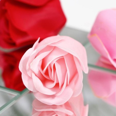 Soap roses of colored shades and a gold rose, set-8